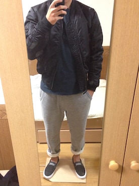 「アイテム（MA-1）」を使った、takeさん（メンズ・176cm・10代）の秋コーディネート