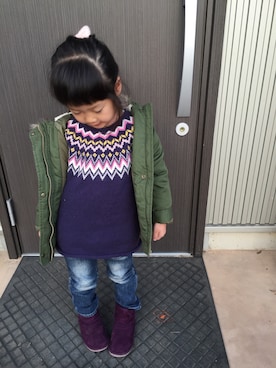 「OLD NAVY（オールドネイビー）のアイテム（モッズコート）」を使った、gen♡kohaさん（レディース・156cm）の冬コーディネート
