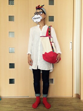 「Marc by Marc Jacobs（マークバイマークジェイコブス）のアイテム（ピアス（両耳用））」を使った、メグミックスさん（レディース・156cm・30代）の夏コーディネート
