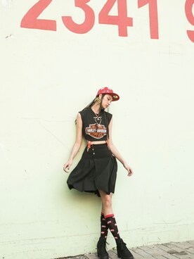 「streetsnap」｜「アイテム（キャップ）」を使った、王丹妮Louise Wさん（レディース・179cm）の夏コーディネート