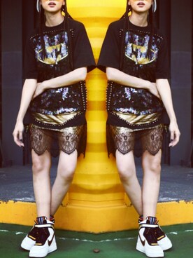 「See through dress--dry clean only（スカート、ブラック系）」を使った、王丹妮Louise Wさん（レディース）の夏コーディネート