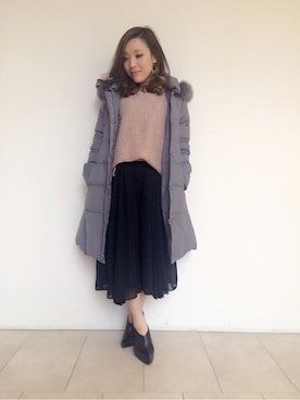 「フォックスファー」｜「アイテム（その他アウター）」を使った、FabulousAngelaさん（レディース・150cm）の秋コーディネート