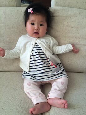 「H&M（エイチ・アンド・エム）のアイテム（チュニック）」を使った、yuriyurichaさん（キッズ・70cm）の春コーディネート