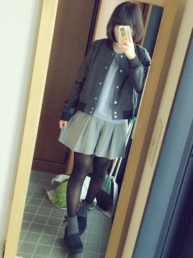 「くつした」｜「アイテム（スタジャン）」を使った、yuiさん（レディース・158cm）の秋コーディネート