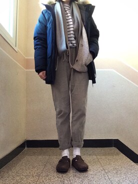 「MUJI」｜「アイテム（その他アウター）」を使った、sunnn__yさん（レディース・163cm）の冬コーディネート