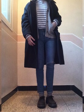 「MUJI」｜「アイテム（チェスターコート）」を使った、sunnn__yさん（レディース・163cm）の冬コーディネート