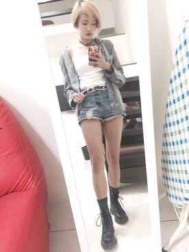 「Abercrombie&Fitch（アバークロンビーアンドフィッチ）のアイテム（その他）」を使った、林辰霜さん（レディース・161cm）の夏コーディネート