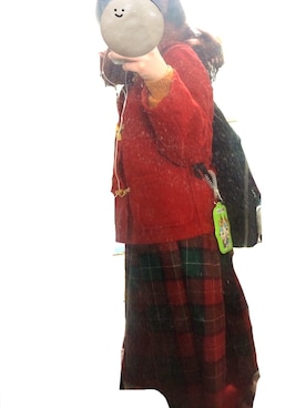 「red」｜「アイテム（ダッフルコート）」を使った、かんかんさん（レディース・153cm）の冬コーディネート