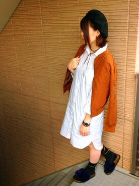 「179/WG（イチナナキュウダブルジー）のアイテム（MA-1）」を使った、きっぽさん（レディース・165cm）の秋コーディネート