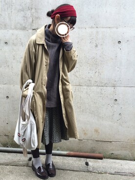 「w closet（ダブルクローゼット）のアイテム（モッズコート）」を使った、edaccoさん（レディース・153cm）の冬コーディネート
