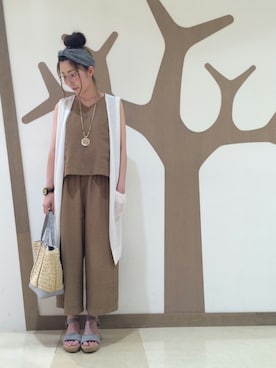 「3can4on（サンカンシオン）のアイテム（サンダル）」を使った、ひらこ☺さん（レディース・159cm）の夏コーディネート