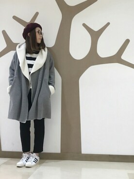 「3can4on（サンカンシオン）のアイテム（その他アウター）」を使った、ひらこ☺さん（レディース・159cm）の秋コーディネート