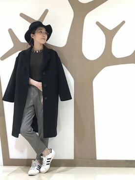 「アウター肩掛け」｜ひらこ☺さん（レディース・159cm）の秋コーディネート