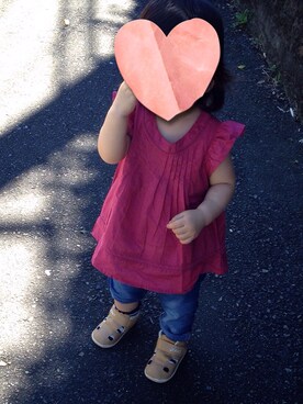 「babyGAP（babyGAP）のアイテム（シャツ/ブラウス、レッド系）」を使った、dorami☺︎さん（レディース・158cm）の夏コーディネート