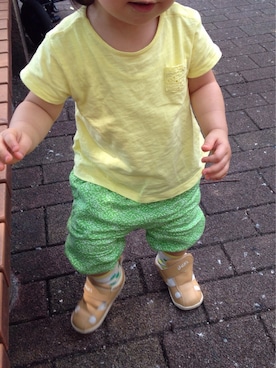 「ZARA（ザラ）のアイテム（Tシャツ/カットソー、イエロー系）」を使った、dorami☺︎さん（レディース・158cm）の夏コーディネート