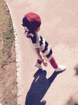 「no brand（ノーブランド）のアイテム（Tシャツ/カットソー、ホワイト系）」を使った、dorami☺︎さん（レディース・158cm）の秋コーディネート