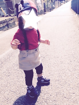 「OLD NAVY（オールドネイビー）のアイテム（Tシャツ/カットソー、レッド系）」を使った、dorami☺︎さん（レディース・158cm）の秋コーディネート