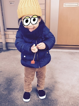 「ZARA（ザラ）のアイテム（ダウンジャケット/コート、ブルー系）」を使った、dorami☺︎さん（レディース・158cm）の冬コーディネート