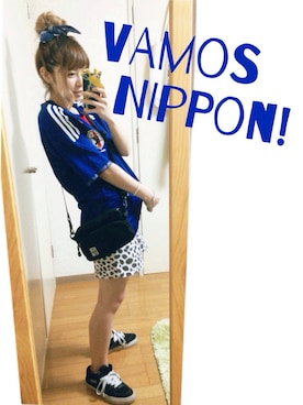 「ジャパンブルー」｜「アイテム（ジャージ）」を使った、なーちんさん（レディース・154cm）の夏コーディネート