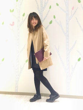 「アイテム（クラッチバッグ、レッド系）」を使った、marieさん（レディース・165cm）の秋コーディネート