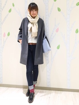 「LACOSTE（ラコステ）のアイテム（その他アウター）」を使った、marieさん（レディース・165cm）の冬コーディネート