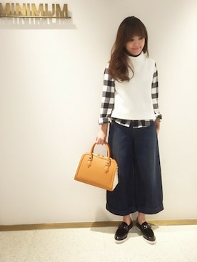 「MINIMUM（ミニマム）のアイテム（パンツ）」を使った、minimum京都マルイstaffさん（レディース・152cm）の秋コーディネート