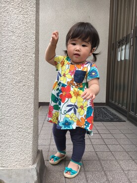 「next（next）のアイテム（チュニック）」を使った、Riko.さん（キッズ・70cm）の春コーディネート
