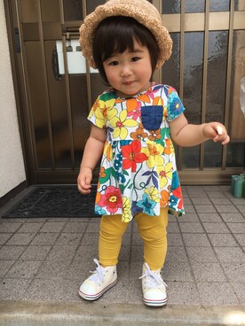 「next（next）のアイテム（チュニック）」を使った、Riko.さん（キッズ・70cm）の夏コーディネート