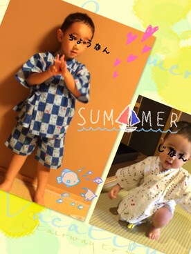 「MIKI HOUSE（ミキハウス）のアイテム（浴衣）」を使った、okubonさん（キッズ・100cm）の夏コーディネート
