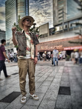 「District（ディストリクト）のアイテム（パンツ）」を使った、jun oyaさん（メンズ・178cm）の夏コーディネート