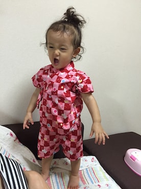 「西松屋」｜「アイテム（浴衣）」を使った、momokoさん（キッズ・80cm）の夏コーディネート