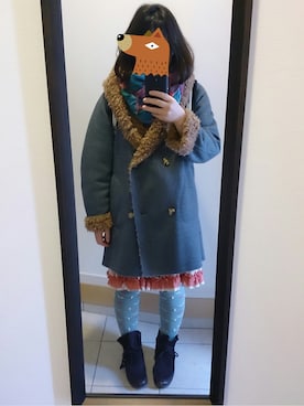「春物」｜「アイテム（その他アウター）」を使った、marico(´・ω・`)さん（レディース・154cm）の冬コーディネート