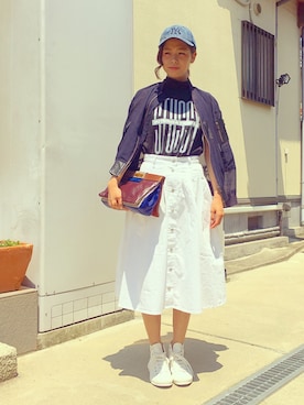 「STUSSY（ステューシー）のアイテム（その他アウター）」を使った、Yさん（レディース・165cm）の夏コーディネート