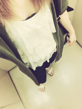 「アイテム（チューブトップ、ブルー系）」を使った、ゆきさん（レディース・160cm）の夏コーディネート