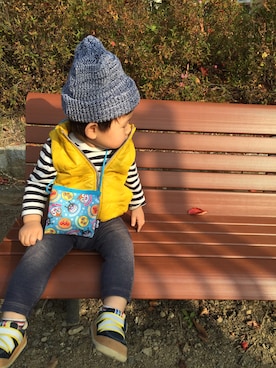 「INFINITY（インフィニティ）のアイテム」を使った、u.richiさん（キッズ・80cm）の冬コーディネート