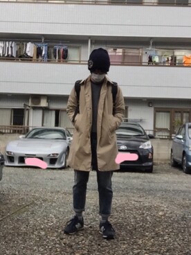 「BEAMS（ビームス）のアイテム（ステンカラーコート）」を使った、あゆむさん（メンズ・164cm）の冬コーディネート