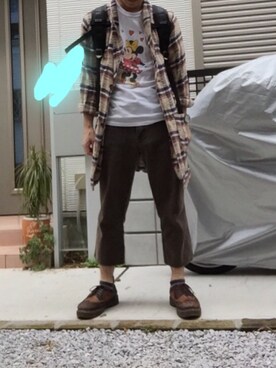 「アイテム（デニムパンツ、ブラウン系）」を使った、あゆむさん（メンズ・164cm）の秋コーディネート