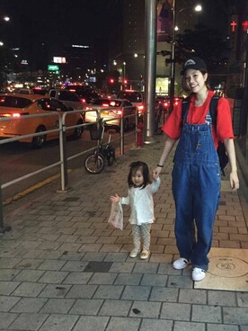 「BIG SMITH（ビッグスミス）のアイテム（オールインワン・サロペット）」を使った、くうみさん（レディース・165cm）の秋コーディネート