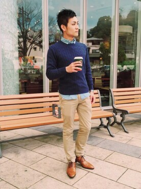 「花見」｜「アイテム（チノパンツ）」を使った、Mr.Casaさん（メンズ・168cm）の春コーディネート