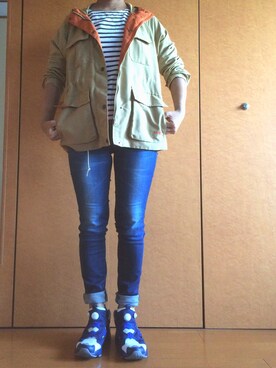 「AIGLE（エーグル）のアイテム（マウンテンパーカー）」を使った、tmeさん（レディース・155cm）の秋コーディネート