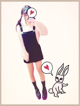「dazzlin（ダズリン）のアイテム（サロペット/オーバーオール）」を使った、あかりさん（レディース・155cm）の冬コーディネート