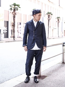 「アイテム（テーラードジャケット）」を使った、ZAWAさん（メンズ・169cm）の秋コーディネート