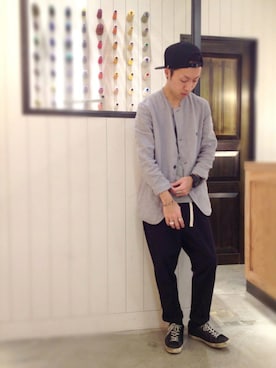 「ノーカラージャケット」｜ZAWAさん（メンズ・169cm）の春コーディネート