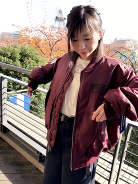 「新作」｜「アイテム（ミリタリージャケット）」を使った、小西　幸さん（レディース・148cm）の秋コーディネート