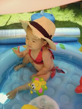 「アイテム（水着/着物・浴衣、レッド系）」を使った、RCさん（キッズ・70cm）の夏コーディネート