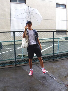 「Marc by Marc Jacobs（マークバイマークジェイコブス）のアイテム（トートバッグ）」を使った、もんないさん（メンズ・186cm）の夏コーディネート