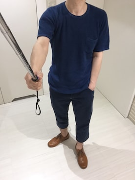 「TRANS CONTINENTS（トランスコンチネンツ）のアイテム（モカシン/デッキシューズ）」を使った、トミオさん（メンズ・164cm）の夏コーディネート