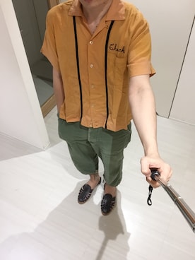 「CHAMULA（チャムラ）のアイテム（サンダル）」を使った、トミオさん（メンズ・164cm）の夏コーディネート