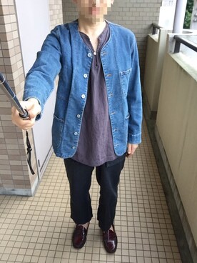 「grn」｜「アイテム（デニムジャケット）」を使った、トミオさん（メンズ・164cm）の秋コーディネート