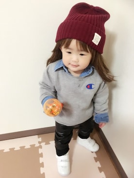 「キッズレギンス部」｜めー♛︎nikka♛︎shiroさん（キッズ・70cm）の冬コーディネート